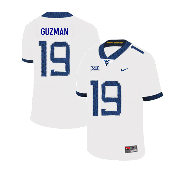 NCAA Men's Noah Guzman West Virginia Mountaineers White #19 Nike Stitched Football College 2019 Authentic Jersey PI23X11JW